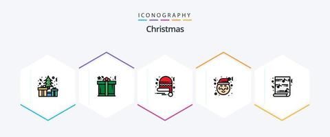 Christmas 25 FilledLine icon pack including religion. funny. christmas hat. christmas. claus vector