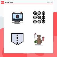 Modern Set of 4 Filledline Flat Colors Pictograph of alert money warning security dollar Editable Vector Design Elements