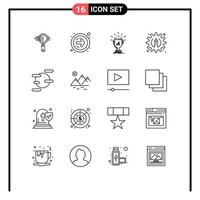 Pack of 16 Modern Outlines Signs and Symbols for Web Print Media such as uranus science trophy pencil creative Editable Vector Design Elements