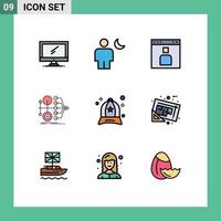 Universal Icon Symbols Group of 9 Modern Filledline Flat Colors of money monetization moon people interface Editable Vector Design Elements