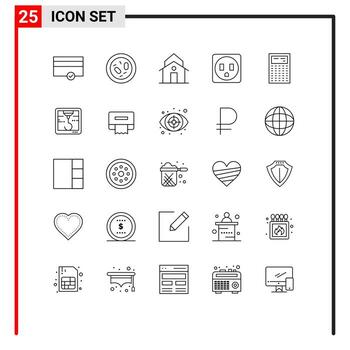 Set of 25 Vector Lines on Grid for device calculate building socket tower Editable Vector Design Elements