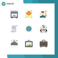 Mobile Interface Flat Color Set of 9 Pictograms of success target man focus dollar Editable Vector Design Elements
