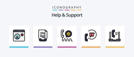 Help And Support Line Filled 5 Icon Pack Including contact. call. email. support. help. Creative Icons Design vector