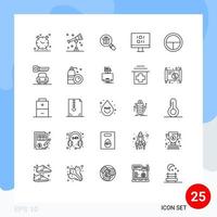 Set of 25 Modern UI Icons Symbols Signs for military army research sync computer Editable Vector Design Elements