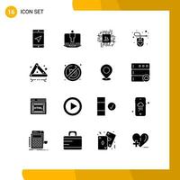 16 User Interface Solid Glyph Pack of modern Signs and Symbols of emergency mouse fintech industry hardware computer Editable Vector Design Elements