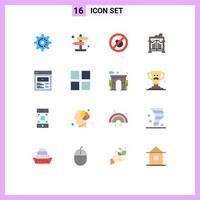 Mobile Interface Flat Color Set of 16 Pictograms of web video fire custom content park Editable Pack of Creative Vector Design Elements