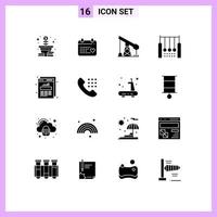 16 Universal Solid Glyphs Set for Web and Mobile Applications chart ring construction hanging acrobatic Editable Vector Design Elements