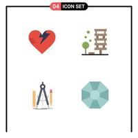 Mobile Interface Flat Icon Set of 4 Pictograms of healthcare design agriculture city math Editable Vector Design Elements