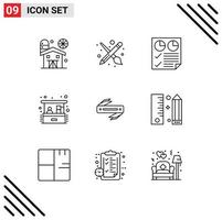 Pictogram Set of 9 Simple Outlines of knife investment data home business two Editable Vector Design Elements