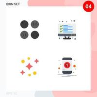 conjunto de 4 paquetes de iconos planos comerciales para botones espacio lista de comprobación lista notificación elementos de diseño vectorial editables vector