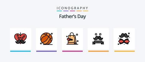 la línea del día del padre llenó el paquete de 5 íconos, incluido papá. dia del padre. papá. padre. calendario. diseño de iconos creativos vector