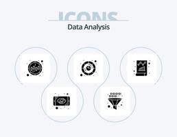 Data Analysis Glyph Icon Pack 5 Icon Design. document. digital. coding. database. graph vector