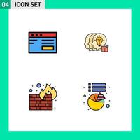 Set of 4 Modern UI Icons Symbols Signs for web firewall school transfer wall Editable Vector Design Elements