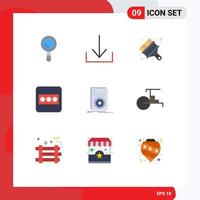 Set of 9 Modern UI Icons Symbols Signs for china running brush file code Editable Vector Design Elements