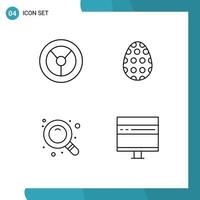 Universal Icon Symbols Group of 4 Modern Filledline Flat Colors of wheel browser easter search develop Editable Vector Design Elements