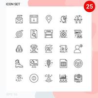 Group of 25 Lines Signs and Symbols for brain marker app map south Editable Vector Design Elements