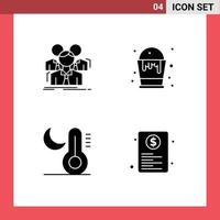 Pictogram Set of Simple Solid Glyphs of team climate meeting color night Editable Vector Design Elements