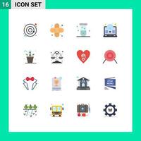 paquete de iconos de vectores de stock de 16 signos y símbolos de línea para el bulbo de la idea de la biología de la invención de la lluvia de ideas paquete editable de elementos de diseño de vectores creativos