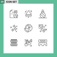 Editable Vector Line Pack of 9 Simple Outlines of financial data wash ball neat clean Editable Vector Design Elements