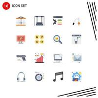 Modern Set of 16 Flat Colors and symbols such as wifi hobby kindergarten hobbies fish Editable Pack of Creative Vector Design Elements