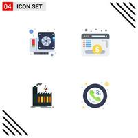 4 Creative Icons Modern Signs and Symbols of card factory video website smoke Editable Vector Design Elements