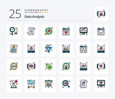 Data Analysis 25 Line Filled icon pack including business. graph. report. database. graph vector