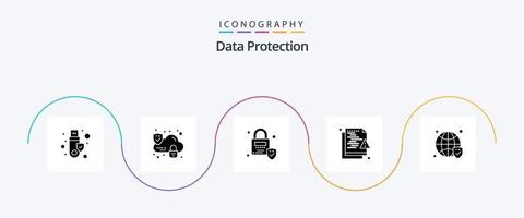 paquete de iconos de glifo 5 de protección de datos que incluye seguridad. globo. bloqueado. seguridad. red vector