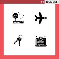 Pictogram Set of 4 Simple Solid Glyphs of access keys point takeoff house Editable Vector Design Elements