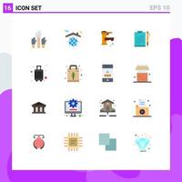 Set of 16 Commercial Flat Colors pack for clipboard document safe drop water Editable Pack of Creative Vector Design Elements