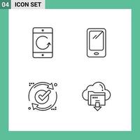 Set of 4 Vector Filledline Flat Colors on Grid for arrow iphone devices smart phone report Editable Vector Design Elements