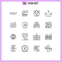 Outline Pack of 16 Universal Symbols of incoming shield passion canada security Editable Vector Design Elements