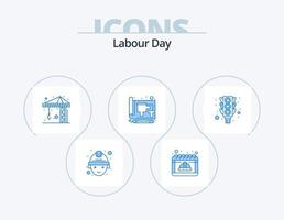 Labour Day Blue Icon Pack 5 Icon Design. signal. print. architecture. paper. document vector