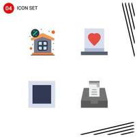 Group of 4 Modern Flat Icons Set for discount layout property love inbox Editable Vector Design Elements