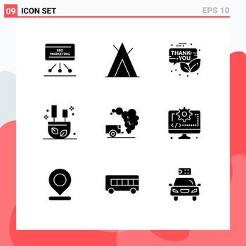 9 Universal Solid Glyphs Set for Web and Mobile Applications dump relax email incense thanksgiving Editable Vector Design Elements
