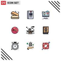 9 Creative Icons Modern Signs and Symbols of brick cigarette tutorials no smoking education Editable Vector Design Elements