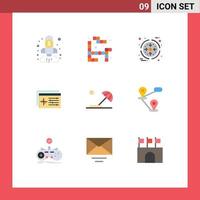 Group of 9 Flat Colors Signs and Symbols for destination object business target setting Editable Vector Design Elements