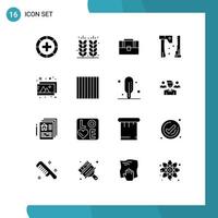 Pictogram Set of 16 Simple Solid Glyphs of tools construction field ax case Editable Vector Design Elements