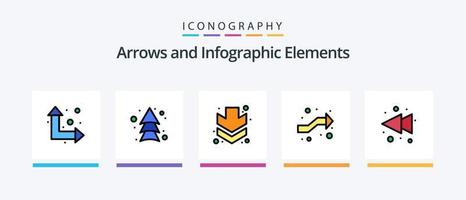 la línea de flecha llenó el paquete de 5 íconos que incluye . arriba. intersección. flechas izquierda. diseño de iconos creativos vector