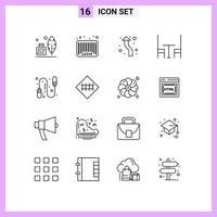 16 iconos creativos signos y símbolos modernos de ejercicio código interior dirección comedor elementos de diseño vectorial editables vector