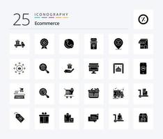 Ecommerce 25 Solid Glyph icon pack including percent. ecommerce. trusted. store. ecommerce vector