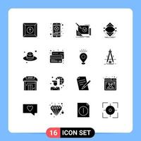 16 Universal Solid Glyph Signs Symbols of brim science design infrastructure computing Editable Vector Design Elements