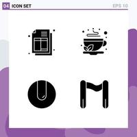 Pictogram Set of 4 Simple Solid Glyphs of bill match cup new finish Editable Vector Design Elements