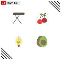 4 iconos planos universales establecidos para dispositivos de aplicaciones móviles y web elementos de diseño vectorial editables de luz de comida de mesa de idea vector