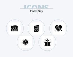 Earth Day Glyph Icon Pack 5 Icon Design. day. world. calender. globe. book vector