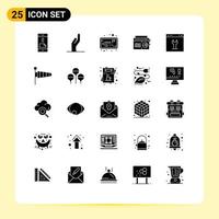 25 Thematic Vector Solid Glyphs and Editable Symbols of interface browser project media music Editable Vector Design Elements