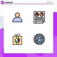 Mobile Interface Filledline Flat Color Set of 4 Pictograms of account box contract paper easter Editable Vector Design Elements