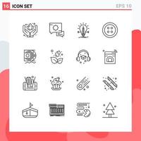 Set of 16 Modern UI Icons Symbols Signs for mining scince solution data sewing Editable Vector Design Elements