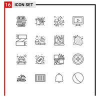 Outline Pack of 16 Universal Symbols of clothes play autumn video monitor Editable Vector Design Elements