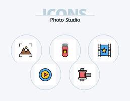 Photo Studio Line Filled Icon Pack 5 Icon Design. media. shadow. camera. photo. full shadow vector