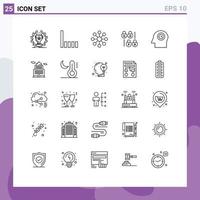 Universal Icon Symbols Group of 25 Modern Lines of administration head database face lock Editable Vector Design Elements